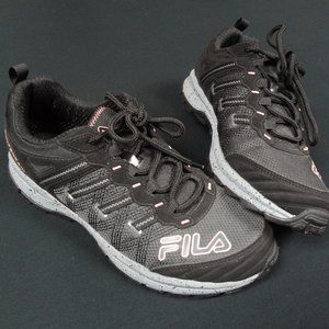 FILA ENDURANCE EVO RUNNING SHOES BLACK GRAY ORANGE WOMENS SIZE 9 SNEAKERS
